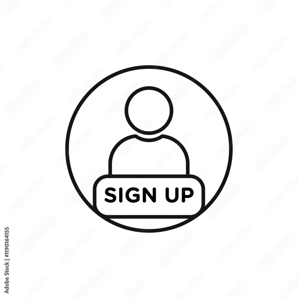 Sign up icon Outline thin set Sign up icon Outline thin set