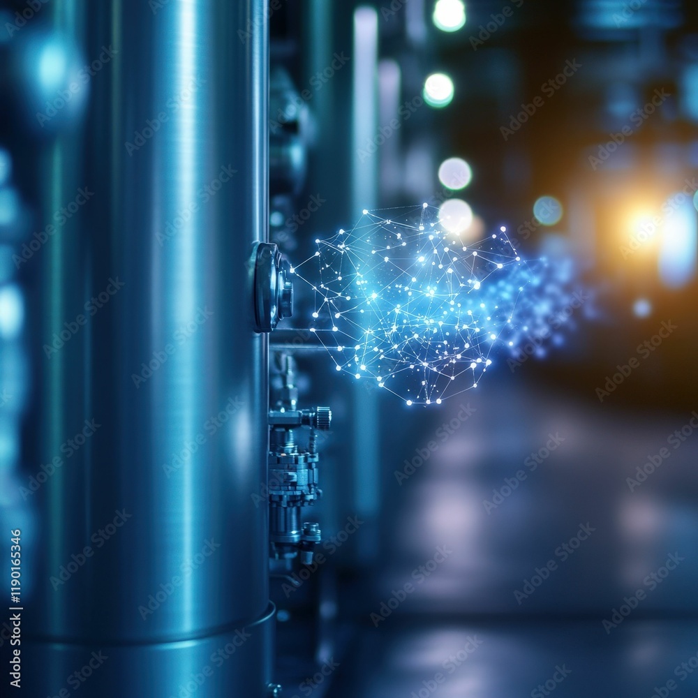 Gas processing facility with digital monitoring systems industrial location technology content high-tech environment close-up view modern concept Gas processing facility with digital monitoring systems industrial location technology content high-tech environment close-up view modern concept