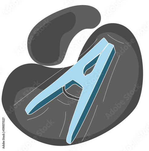 laundry clip.Clothes-peg.Blue flat clothes peg isolated icon