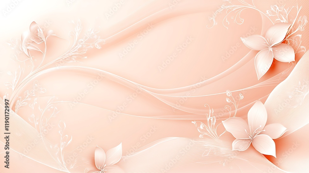 Elegant Peach Floral Background Design With Swirls Elegant Peach Floral Background Design With Swirls