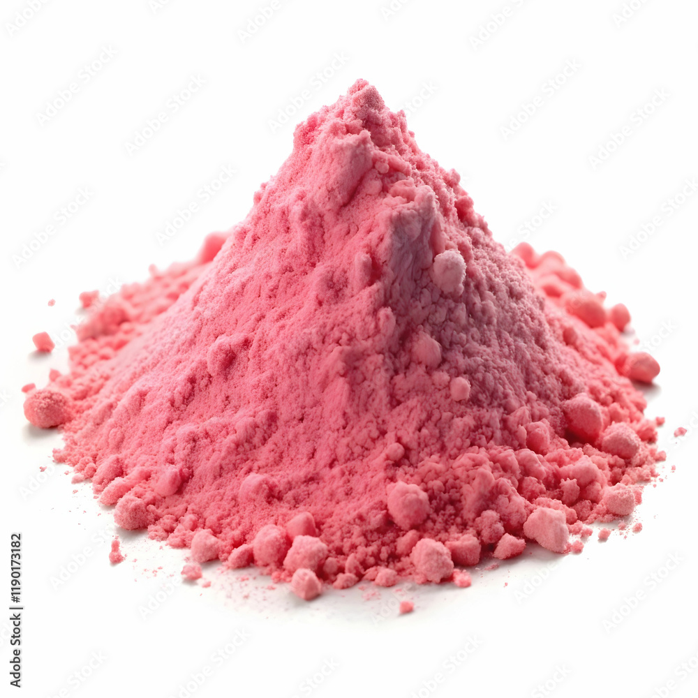 Obraz premium Finely milled pink-colored flour, with a soft texture and unique hue, isolated on a transparent background, ideal for culinary visuals.