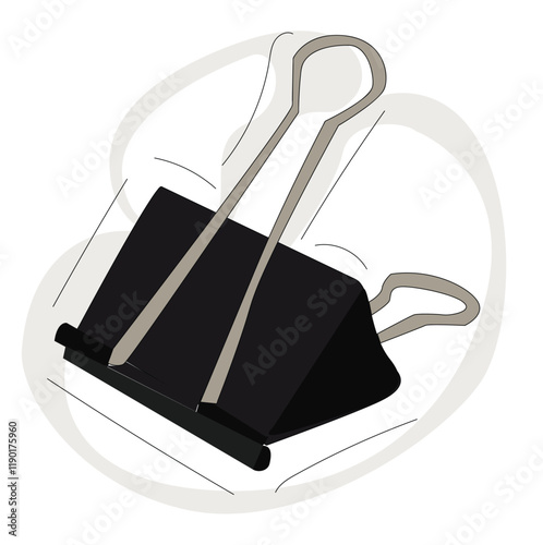 Black Paper clip isolated on white. 