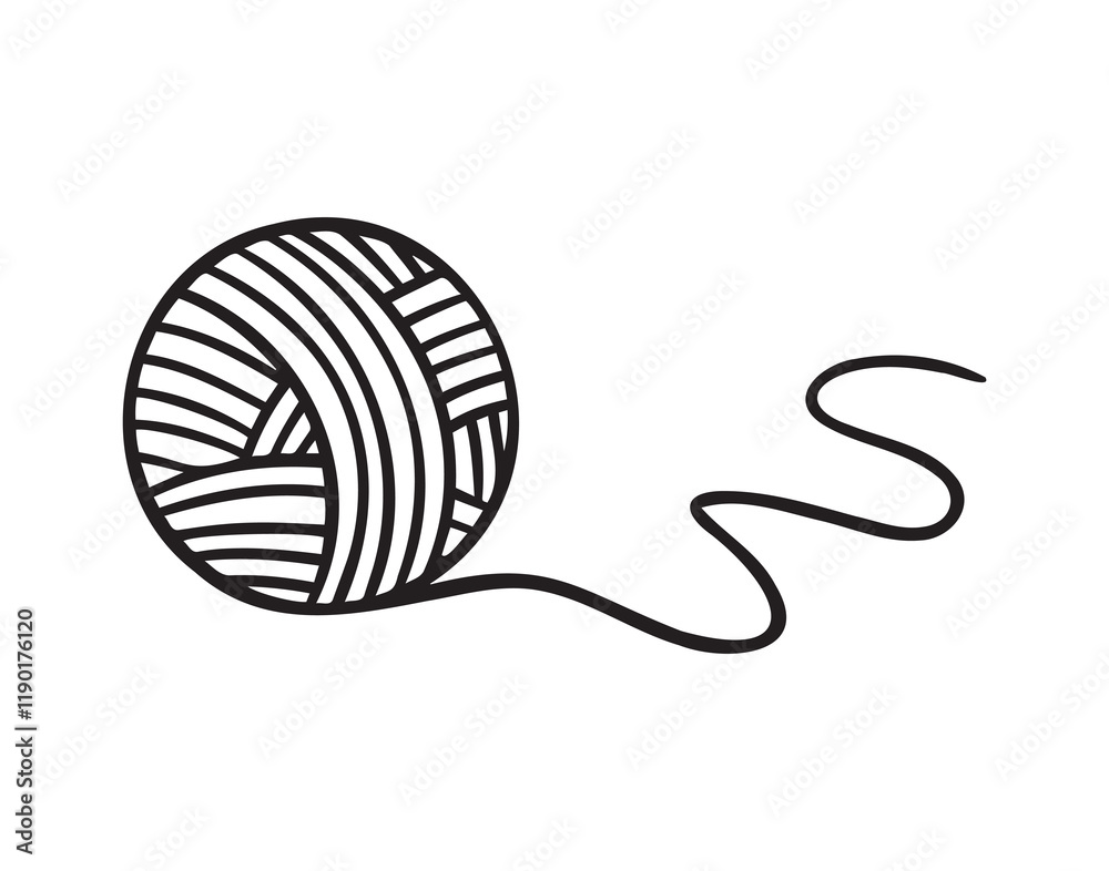 Ball of yarn or clews of thread for knitting doodle hand drawn icon. Outline drawing ball of yarn line clipart symbol Ball of yarn or clews of thread for knitting doodle hand drawn icon. Outline drawing ball of yarn line clipart symbol