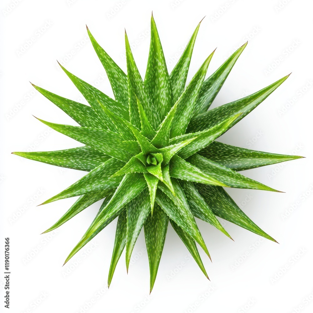 Fototapeta premium A detailed close-up of a vibrant green plant set against a clean white background, highlighting its texture and natural beauty.