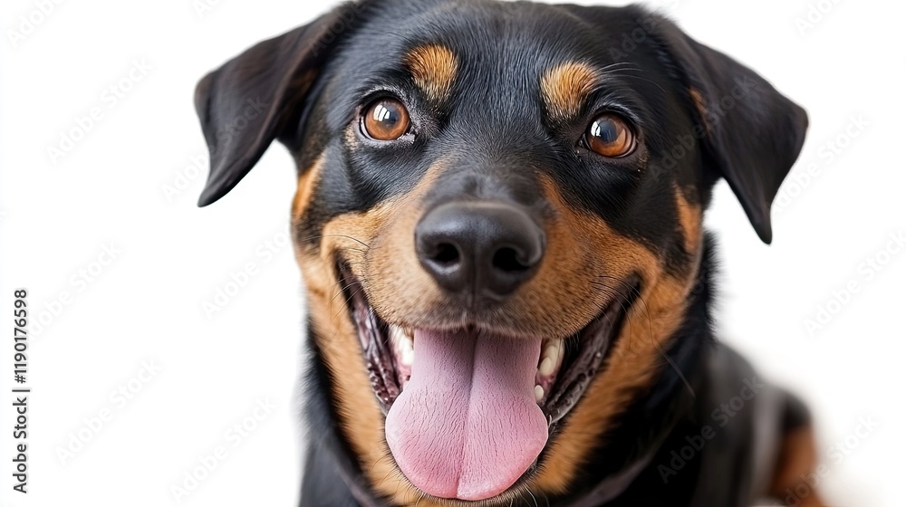 Fototapeta premium Adorable Happy Dog Portrait on a Bright White Background with Cheerful Expression