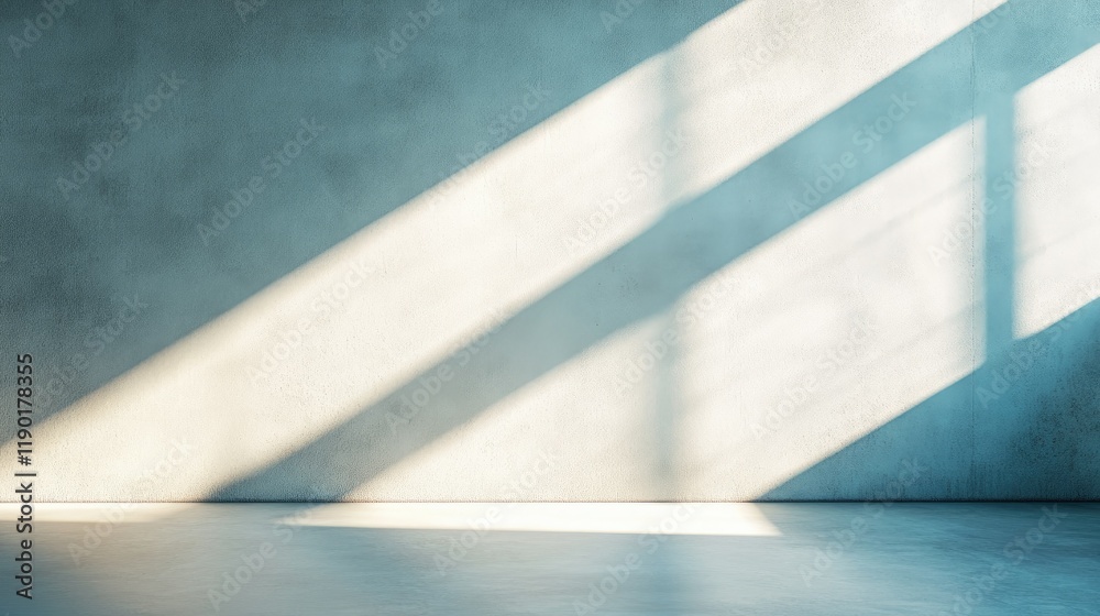 Geometric sunlight reflections cast through a slim light channel onto a clean white cement wall, styled for abstract interior design. Geometric sunlight reflections cast through a slim light channel onto a clean white cement wall, styled for abstract interior design.