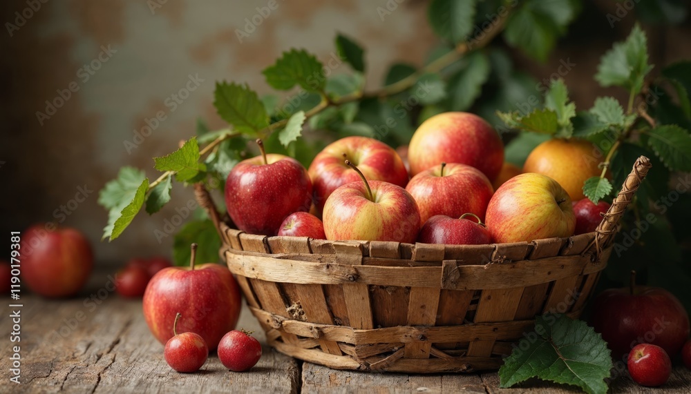 Basket of Freshly Picked Apples and Crabapples Basket of Freshly Picked Apples and Crabapples