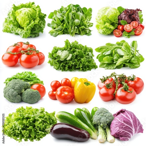 A vibrant close-up showcasing an array of fresh, colorful vegetables, highlighting their unique shapes, textures, and hues. photo