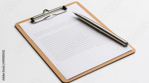 Wallpaper Mural Clean Clipboard with Blank Paper and Silver Ballpoint Pen Ready for Notes and Ideas on a White Background for Efficient Work and Creativity Torontodigital.ca
