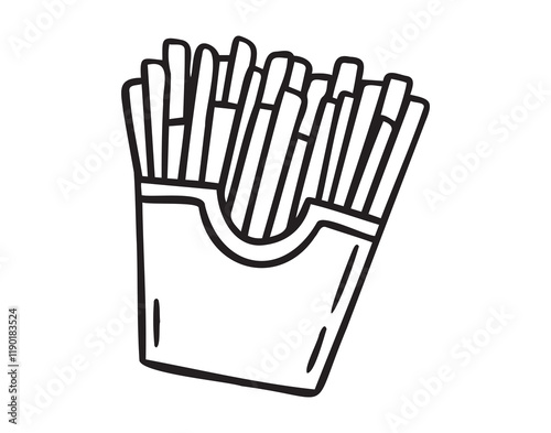 french fries doodle hand drawn icon. Outline drawing french fries line clipart symbol