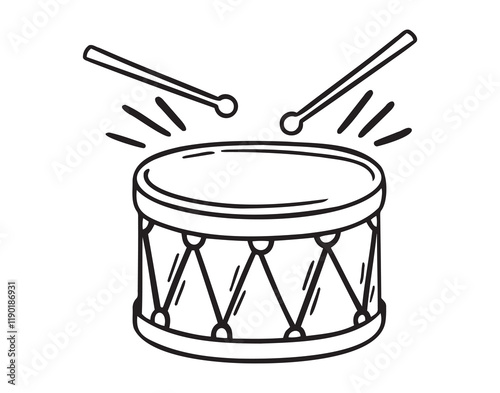 drum doodle hand drawn icon. Outline drawing drum line clipart symbol