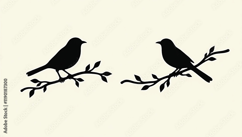 Obraz premium silhouettes two birds on a branch
