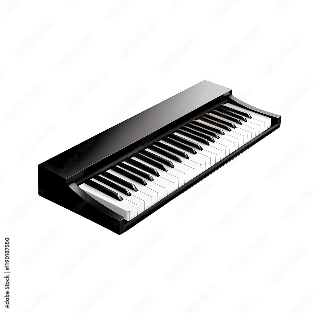 Black piano keyboard, isolated on white background. Black piano keyboard, isolated on white background.