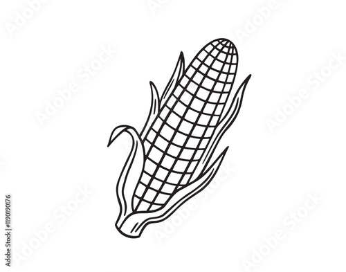 ear of corn doodle hand drawn icon. Outline drawing ear of corn line clipart symbol