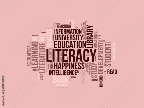 Literacy word cloud template. Literacy concept vector tagcloud background. vector illustration.
