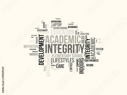 Academic Integrity word cloud template. Academic Integrity concept vector tagcloud background.