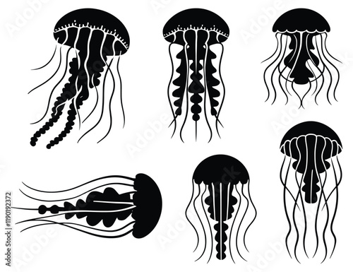 Jellyfish silhouette vector illustration