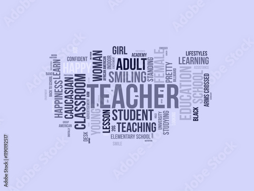 Teacher word cloud template. Teacher concept vector tagcloud background.