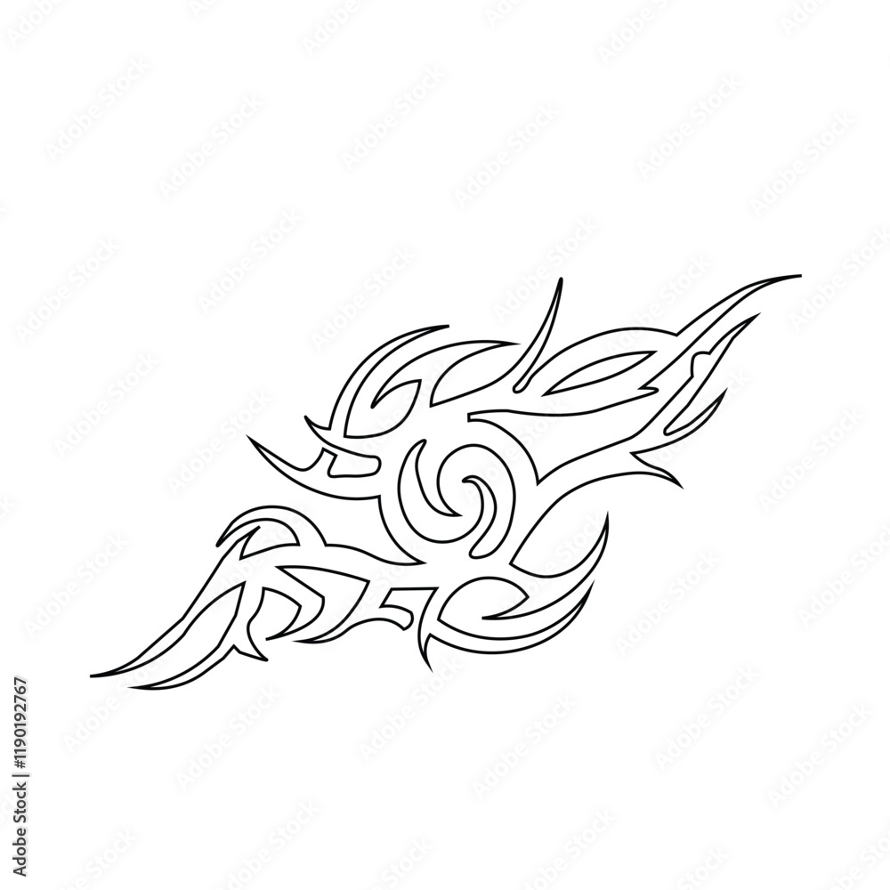 Fototapeta premium Floral Design A classic black and white floral design element featuring elegant, curved leaves and intricate detailing. Ornamental Perfect for use in decorative borders, logos