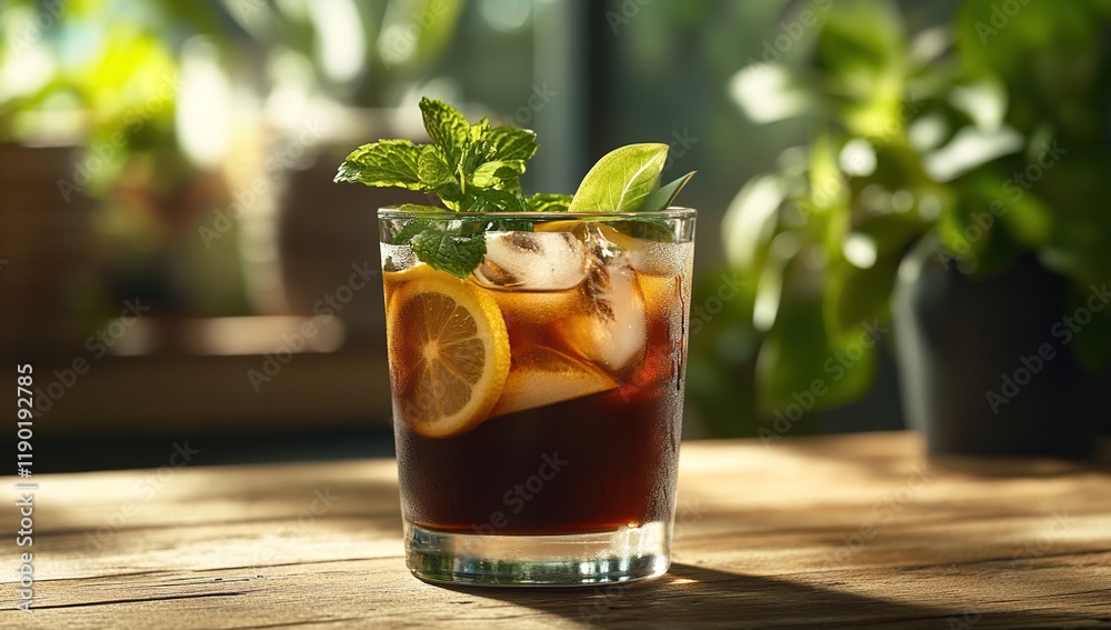 Refreshing Iced Coffee: Lemon, Mint, Ice Cubes, Summer Drink Recipe, Cold Brew, Cafe Beverage, Delightful, Tasty, Simple, Perfect Refreshing Iced Coffee: Lemon, Mint, Ice Cubes, Summer Drink Recipe, Cold Brew, Cafe Beverage, Delightful, Tasty, Simple, Perfect