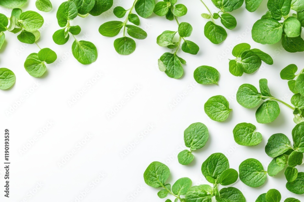 A detailed close-up view showcasing a variety of green plants arranged beautifully on a clean white surface. A detailed close-up view showcasing a variety of green plants arranged beautifully on a clean white surface.