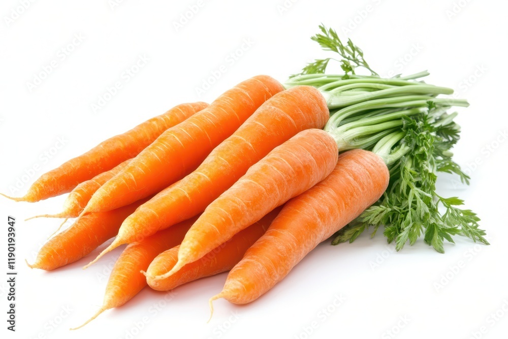 Four vibrant carrots are neatly arranged on a clean white surface, showcasing their bright orange color and fresh appearance. Four vibrant carrots are neatly arranged on a clean white surface, showcasing their bright orange color and fresh appearance.