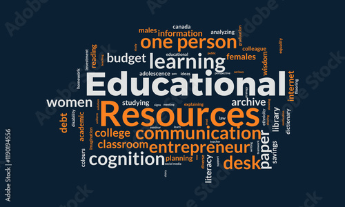 Educational Resources word cloud template. Educational Resources concept vector tagcloud background. vector illustration.