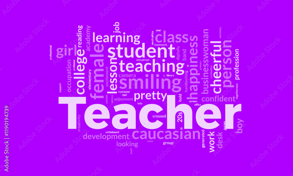 Obraz premium Teacher word cloud template. Teacher concept vector tagcloud background.