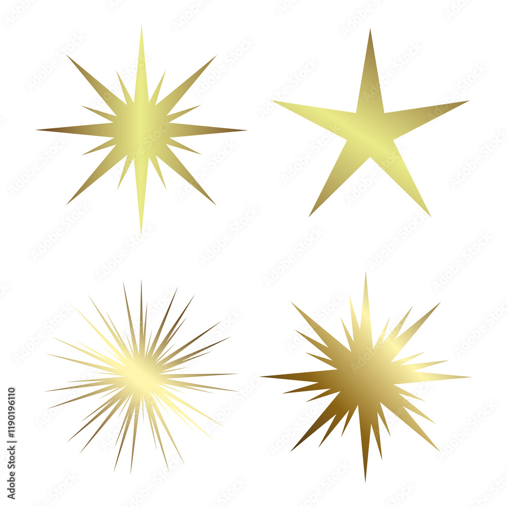 Fototapeta premium Four premium of five angles stars on dark background and Premium star button, option, chart and process button design. and four premium dark level with gold color buttons.