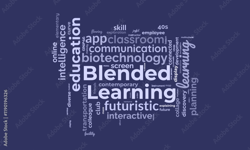 Blended Learning word cloud template. Blended Learning concept vector tagcloud background.
