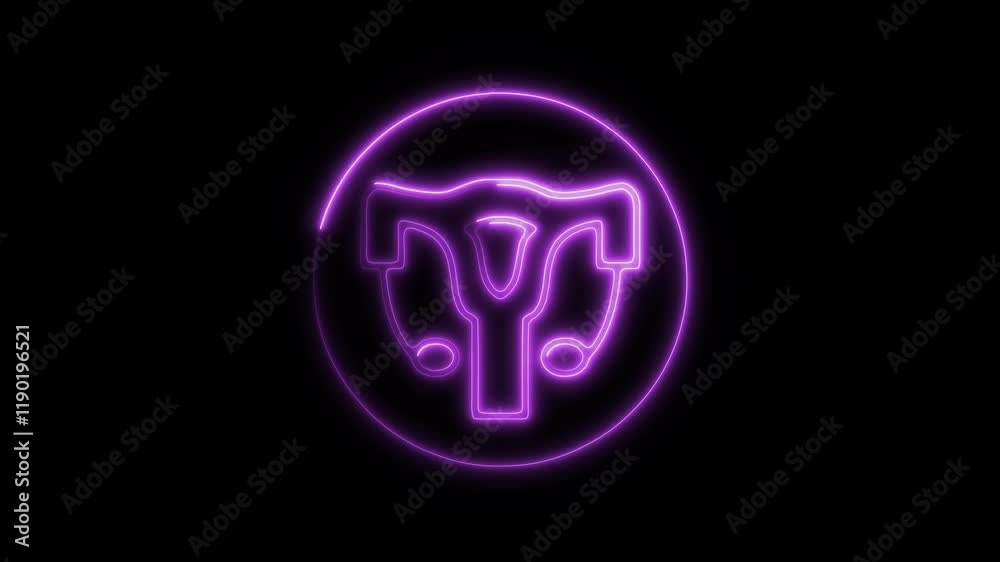 Glowing Neon Ovary Icon, Medical and Healthcare Symbol for Women's Reproductive Health, HD Motion Graphic Video on Black Background Glowing Neon Ovary Icon, Medical and Healthcare Symbol for Women's Reproductive Health, HD Motion Graphic Video on Black Background
