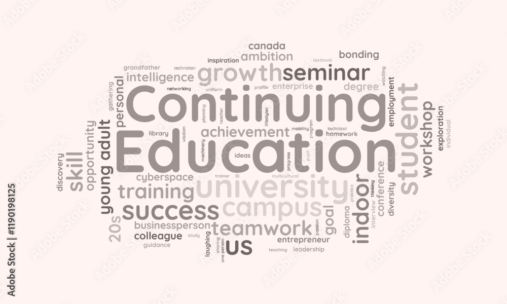 Obraz premium Continuing Education word cloud template. Continuing Education concept vector tagcloud background.