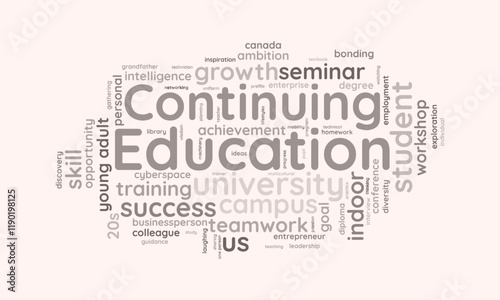Continuing Education word cloud template. Continuing Education concept vector tagcloud background.