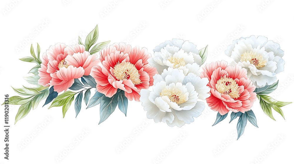 Elegant Peony Floral Arrangement Pink White Blooms Elegant Peony Floral Arrangement Pink White Blooms