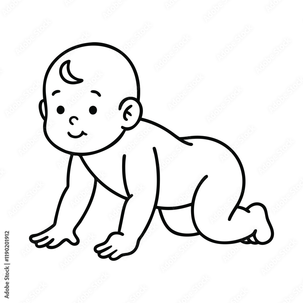 Crawling Baby and Swaddled Infant Line Art Vector Illustration - Minimalist Baby Drawing Clipart Crawling Baby and Swaddled Infant Line Art Vector Illustration - Minimalist Baby Drawing Clipart