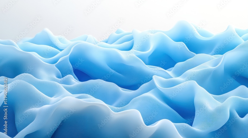 Fototapeta premium Soft Blue Waves Flowing in Smooth Fabric Patterns on Light Background