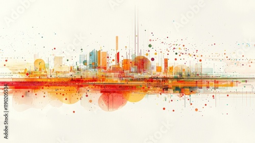 Abstract Modern Cityscape with Vibrant Colors and Geometric Shapes