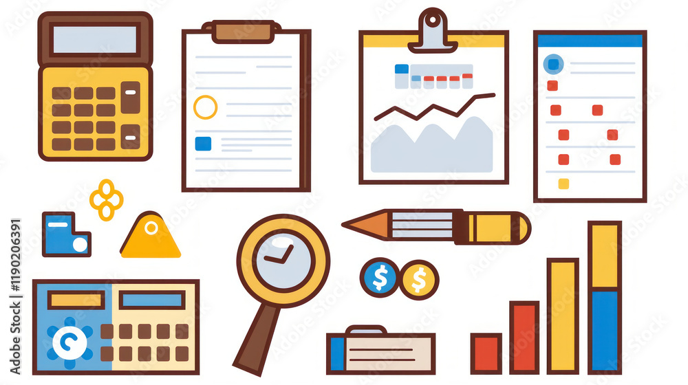 Business tools and documents including calculator, reports, and charts Business tools and documents including calculator, reports, and charts