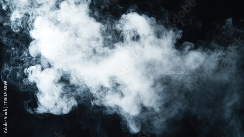 White cloud isolated on black background ,Textured smoke ,brush effect.