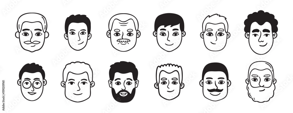 men portraits male doodles set doodle hand drawn icon set. Outline drawing man heads and faces line clipart symbol collection. men portraits male doodles set doodle hand drawn icon set. Outline drawing man heads and faces line clipart symbol collection.