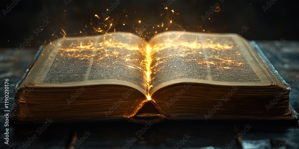 Fototapeta premium Open book with sparks