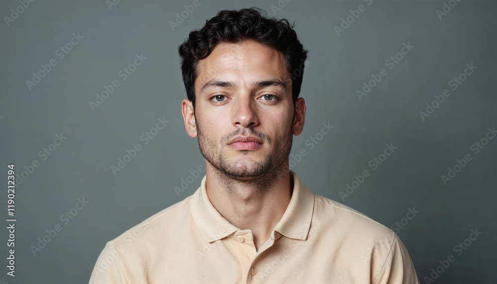 Man wearing a blank collared t-shirt Man wearing a blank collared t-shirt