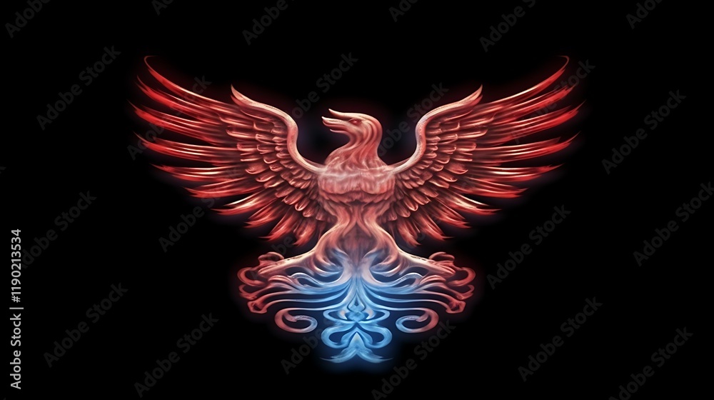 Fototapeta premium Fiery Phoenix Bird Majestic Wings Design Art