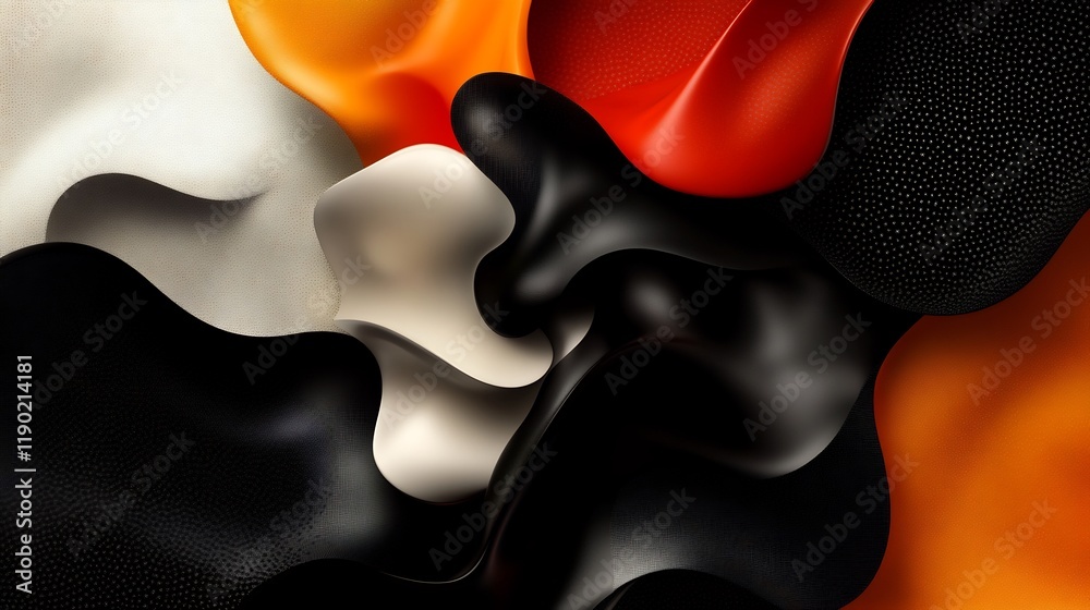 Abstract Fluid Forms: A Symphony of Black, Orange, and White Abstract Fluid Forms: A Symphony of Black, Orange, and White