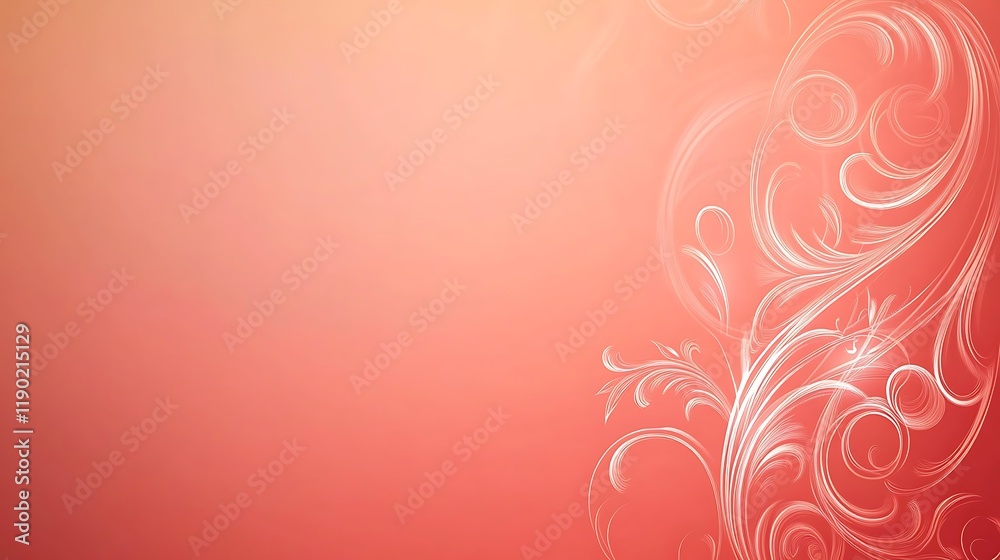 Abstract Coral Background with White Floral Design Abstract Coral Background with White Floral Design