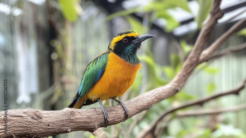 Vibrant Tropical Bird on a Branch Vibrant Tropical Bird on a Branch