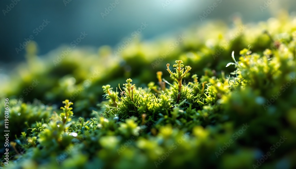Obraz premium Luminous Moss, A Close-Up Study in Vibrant Green