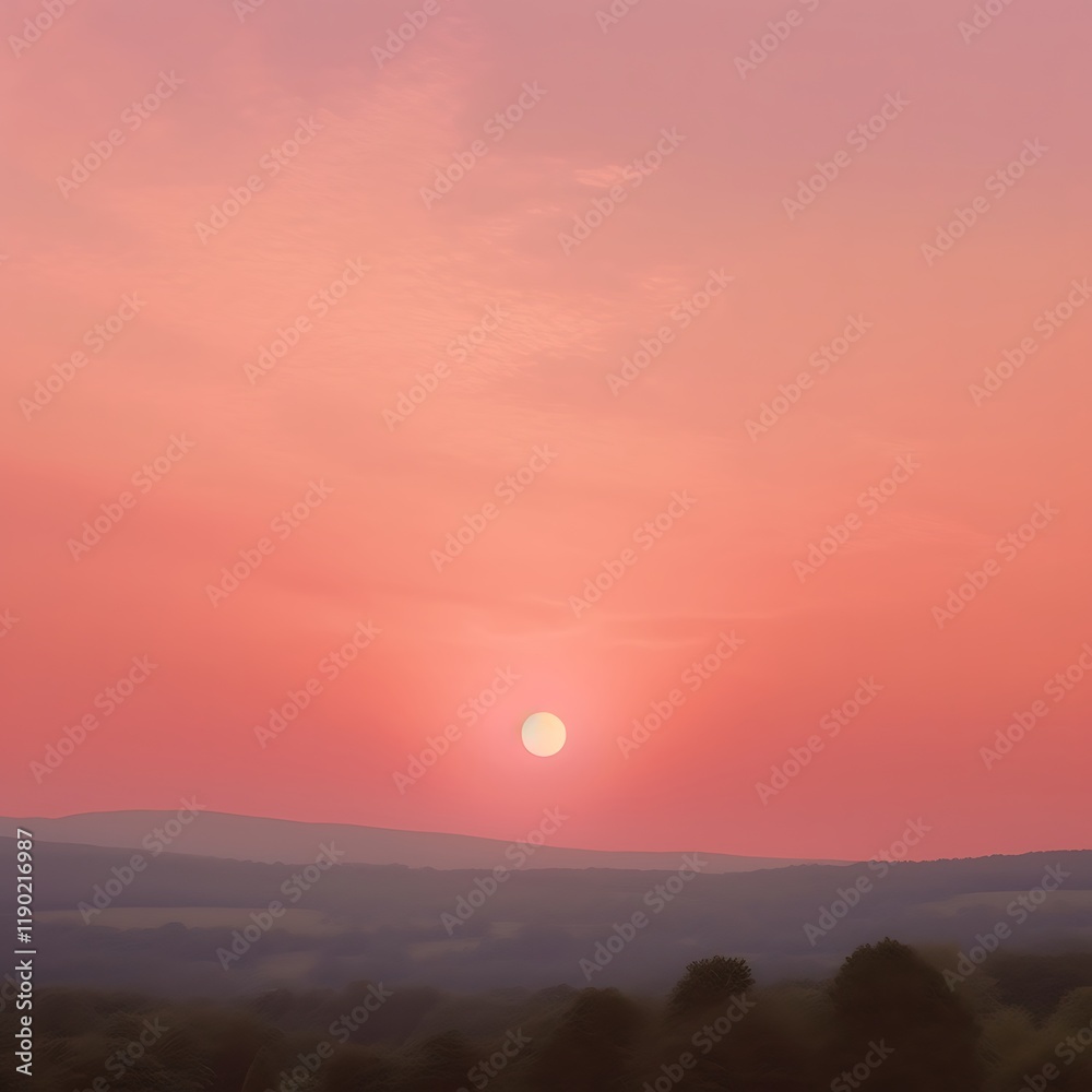 Serene Sunset Over Rolling Hills Landscape Serene Sunset Over Rolling Hills Landscape