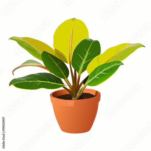 Camille plant in a terracotta pot home decor object vector illustration (6)
