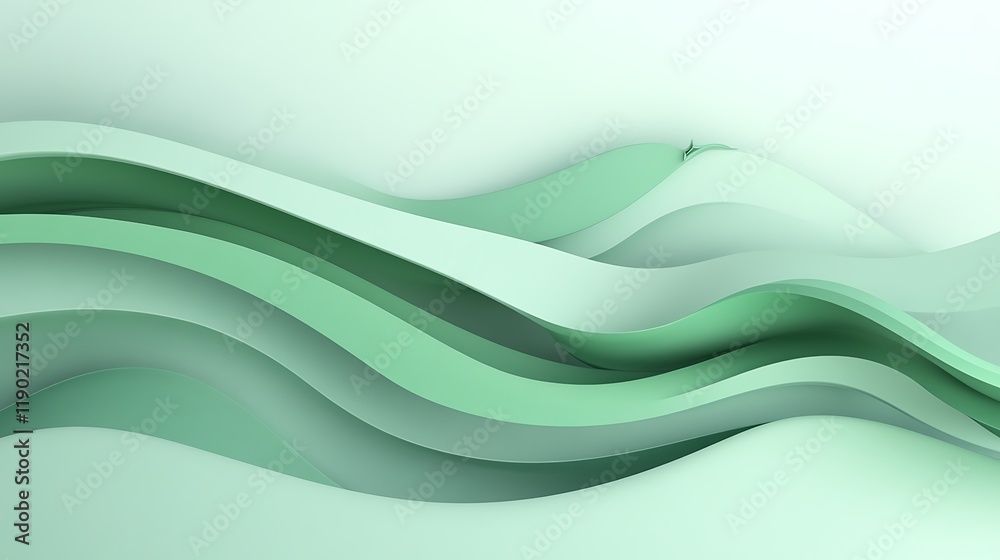 Obraz premium Abstract Green Wavy Layers Design Background
